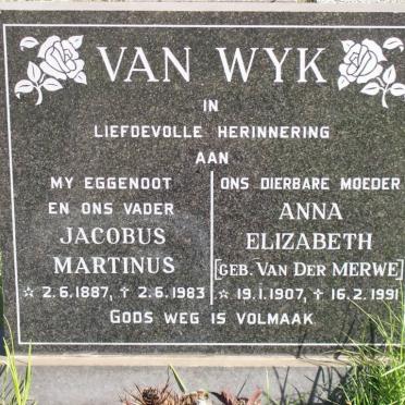 WYK Jacobus Martinus, van 1887-1983 &amp; Anna Elizabeth nee VAN