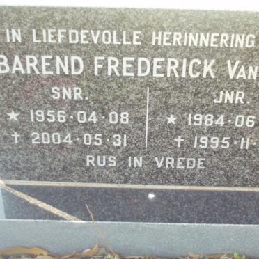 ZYL Barend Frederick, van 1956-2004, VAN ZYL Barend Frederick 1984-1995