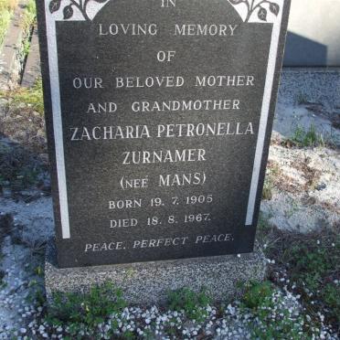 ZURNAMER Zacharia Petronella nee MANS 1905-1967