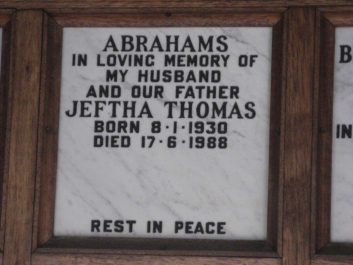 ABRAHAMS Jeftha Thomas 1930-1988