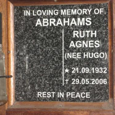 ABRAHAMS Ruth Agnes nee HUGO 1932-2006