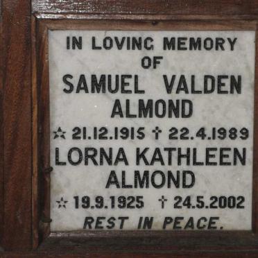 ALMOND Samuel Valden 1915-1989 &amp; Lorna Kathleen 1925-2002