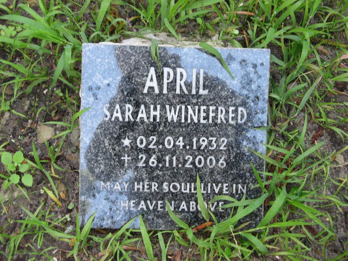 APRIL Sarah Winefred 1932-2006