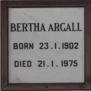 ARGALL Bertha 1902-1975