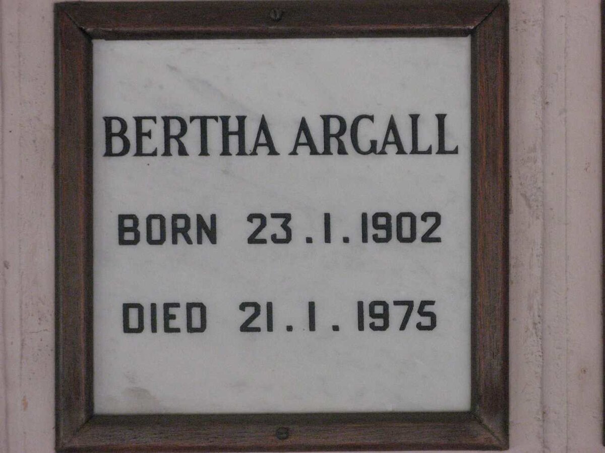 ARGALL Bertha 1902-1975