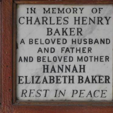BAKER Charles Henry &amp; Hannah Elizabeth