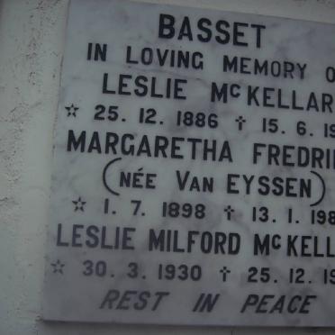 BASSET Leslie McKellar 1886-1957 :: EYSSEN Margaret Fredrika, van 1898-1985 :: McKELLAR Leslie Milford 1930-1975
