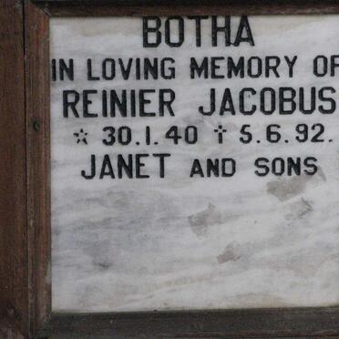 BOTHA Reinier Jacobus 1940-1992