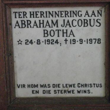 BOTHA Abraham Jacobus 1924-1978