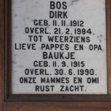 BOS Dirk 1912-1984 &amp; Baukje 1915-1990