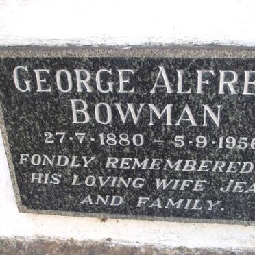 BOWMAN George Alfred 1880-1956