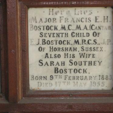 BOSTOCK Francis E.H. &amp; Sarah SOUTHEY 1883-1955