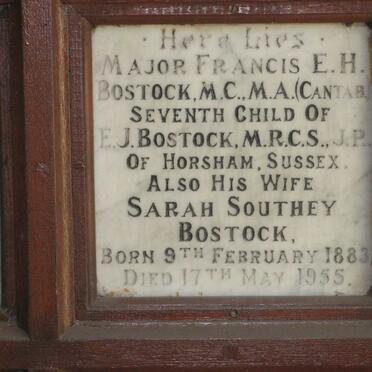 BOSTOCK Francis E.H. &amp; Sarah SOUTHEY 1883-1955