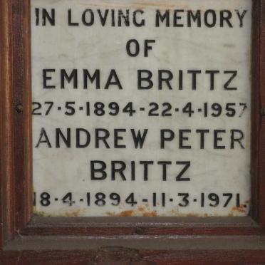 BRITTZ Andrew Peter 1894-1971 &amp; Emma 1894-1957