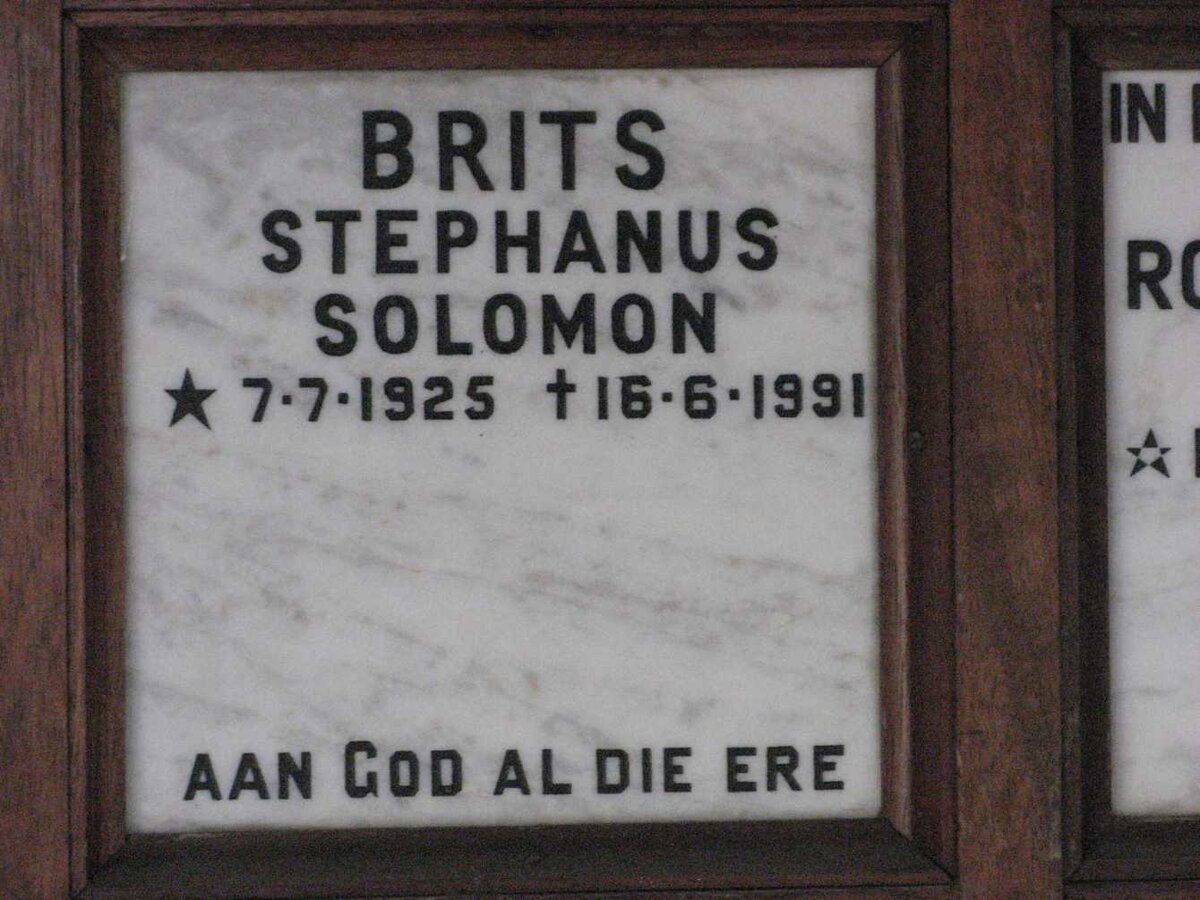BRITS Stephanus Solomon 1925-1991