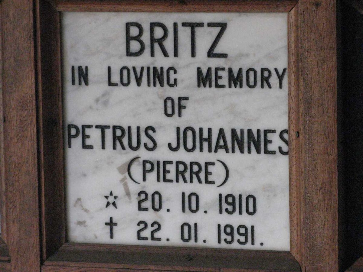 BRITZ Petrus Johannes 1910-1991