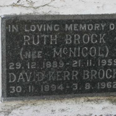 BROCK David Kerr 1894-1962 &amp; Ruth McNICOL 1889-1959