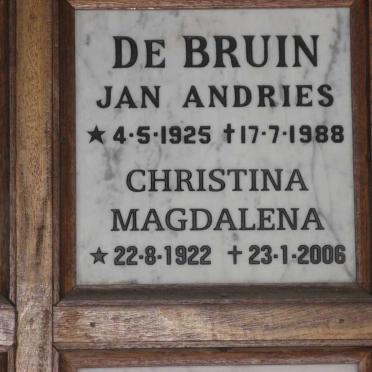 BRUIN Jan Andries, de 1925-1988 &amp; Christina Magdalena 1922-2006