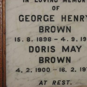 BROWN George Henry 1898-1969 &amp; Doris May 1900-1973