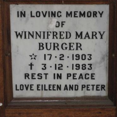 BURGER Winnifred Mary 1903-1983