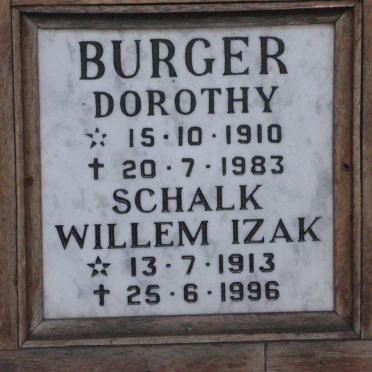 BURGER Schalk Willem Izak 1913-1996 &amp; Dorothy 1910-1983
