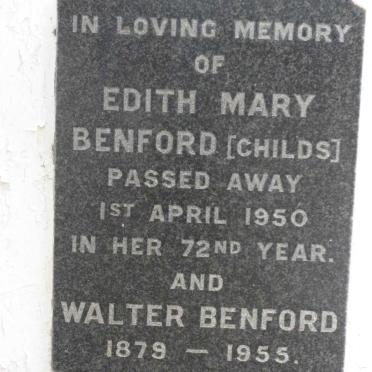 BENFORD Walter 1879-1955 &amp; Edith Mary CHILDS -1950