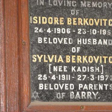 BERKOVITCH Isidore 1906-1952 &amp; Sylvia KADISH 1911-1973