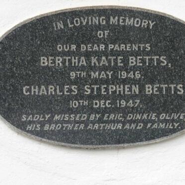 BETTS Charles Stephen -1947 &amp; Bertha Kate -1946