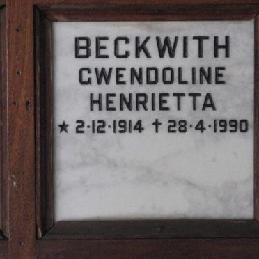 BECKWITH Gwendoline Henrietta 1914-1990