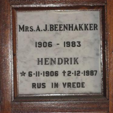 BEENHAKKER Hendrik 1906-1987 &amp; A.J. 1906-1983