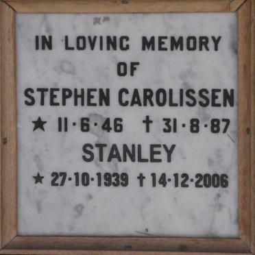 CAROLISSEN Stanley 1939-2006 :: CAROLISSEN Stephen 1946-1987