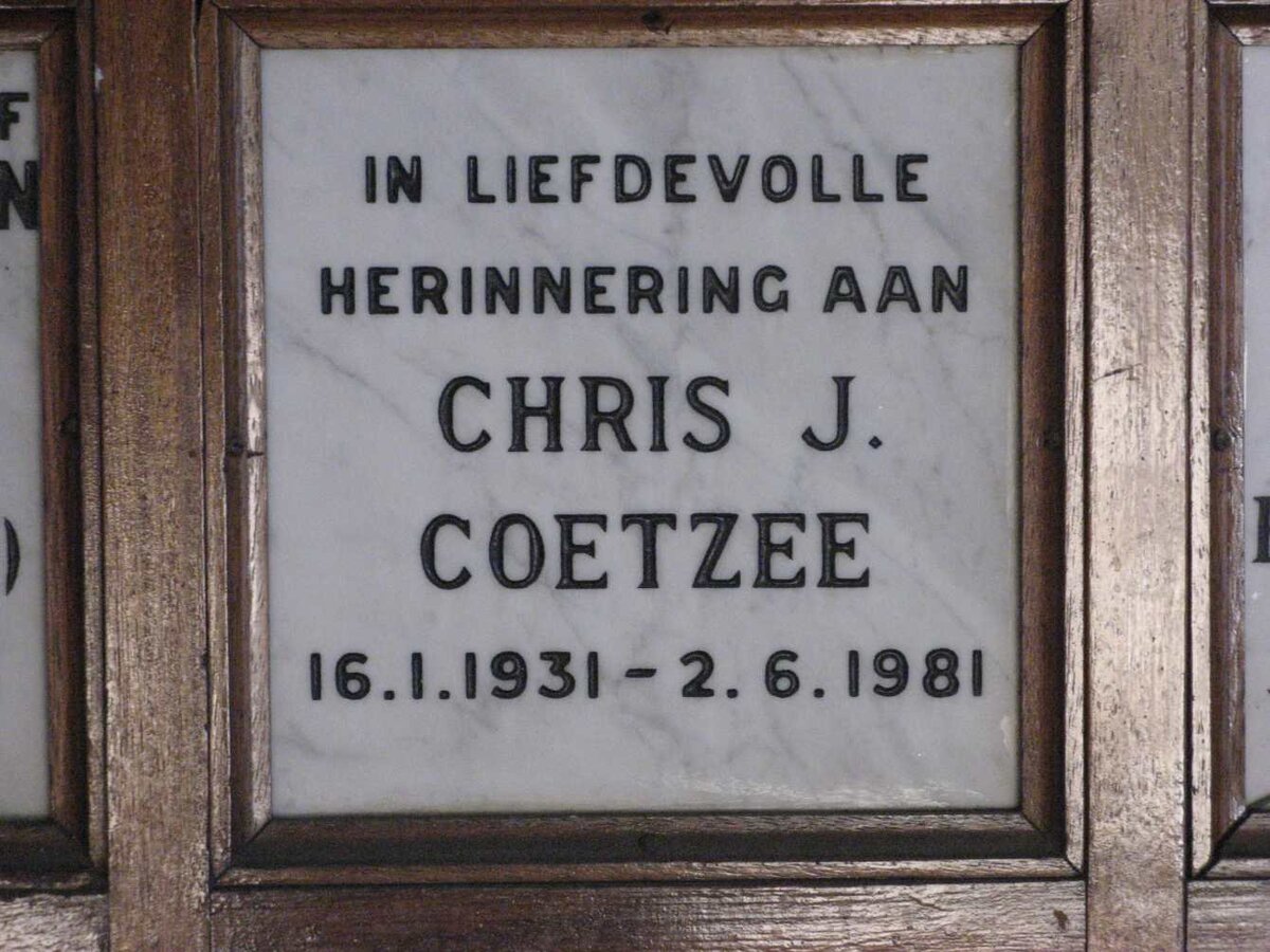 COETZEE Chris J. 1931-1981