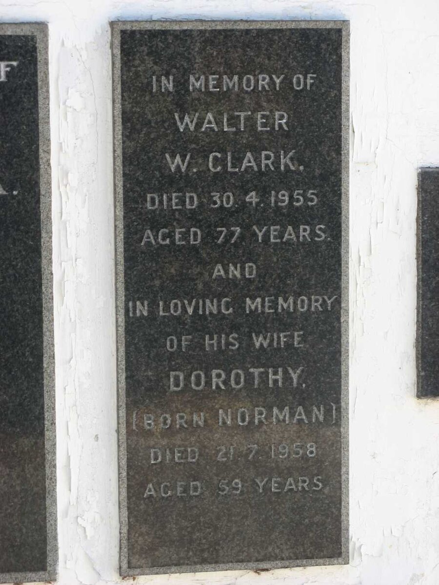 CLARK Walter W. -1955 &amp; Dorothy NORMAN -1958