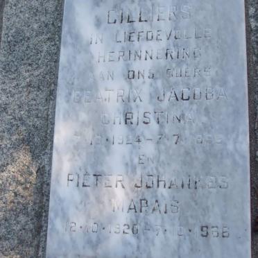 CILLIERS Pieter Johannes Marais 1920-1966 &amp; Beatrix Jacoba Christina 1924-19?2 