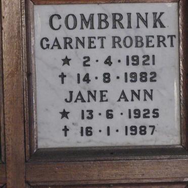 COMBRINK Garnet Robert 1921-1982 &amp; Jane Ann 1925-1987