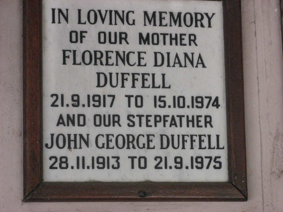 DUFFELL John George 1913-1975 &amp; Florence Diana 1917-1974