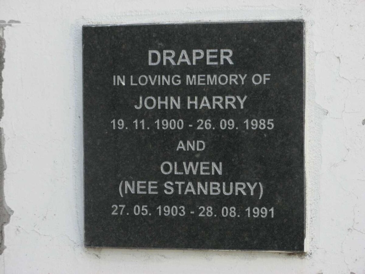 DRAPER John Harry 1900-1985 &amp; Olwen STANBURY 1903-1991