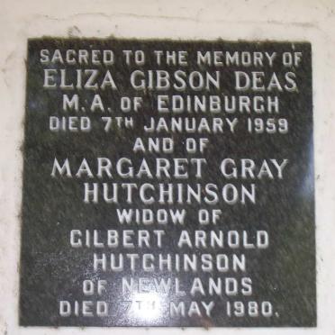 DEAS Eliza Gibson -1959 :: HUTCHINSON Margaret Gray -1980