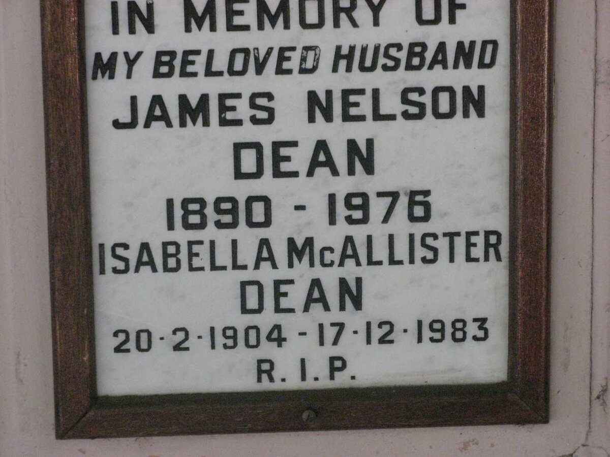 DEAN James Nelson 1890-1976 &amp; Isabella McAllister 1904-1983