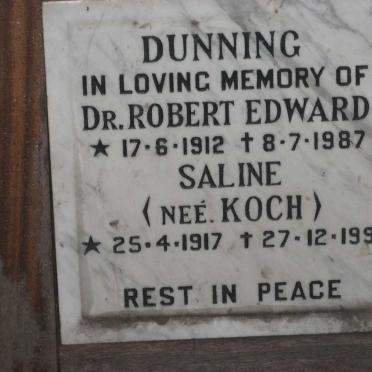 DUNNING Robert Edward 1912-1987 &amp; Saline KOCH 1917-1991