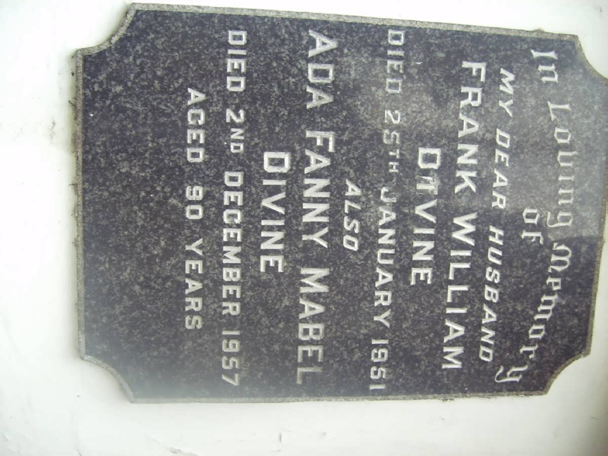 DIVINE Frank William -1951 &amp; Ada Fanny Mabel -1957