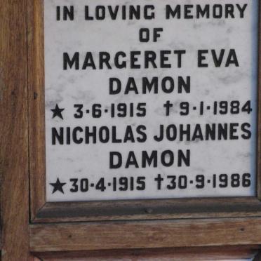 DAMON Nicholas Johannes 1915-1986 &amp; Margeret Eva 1915-1984