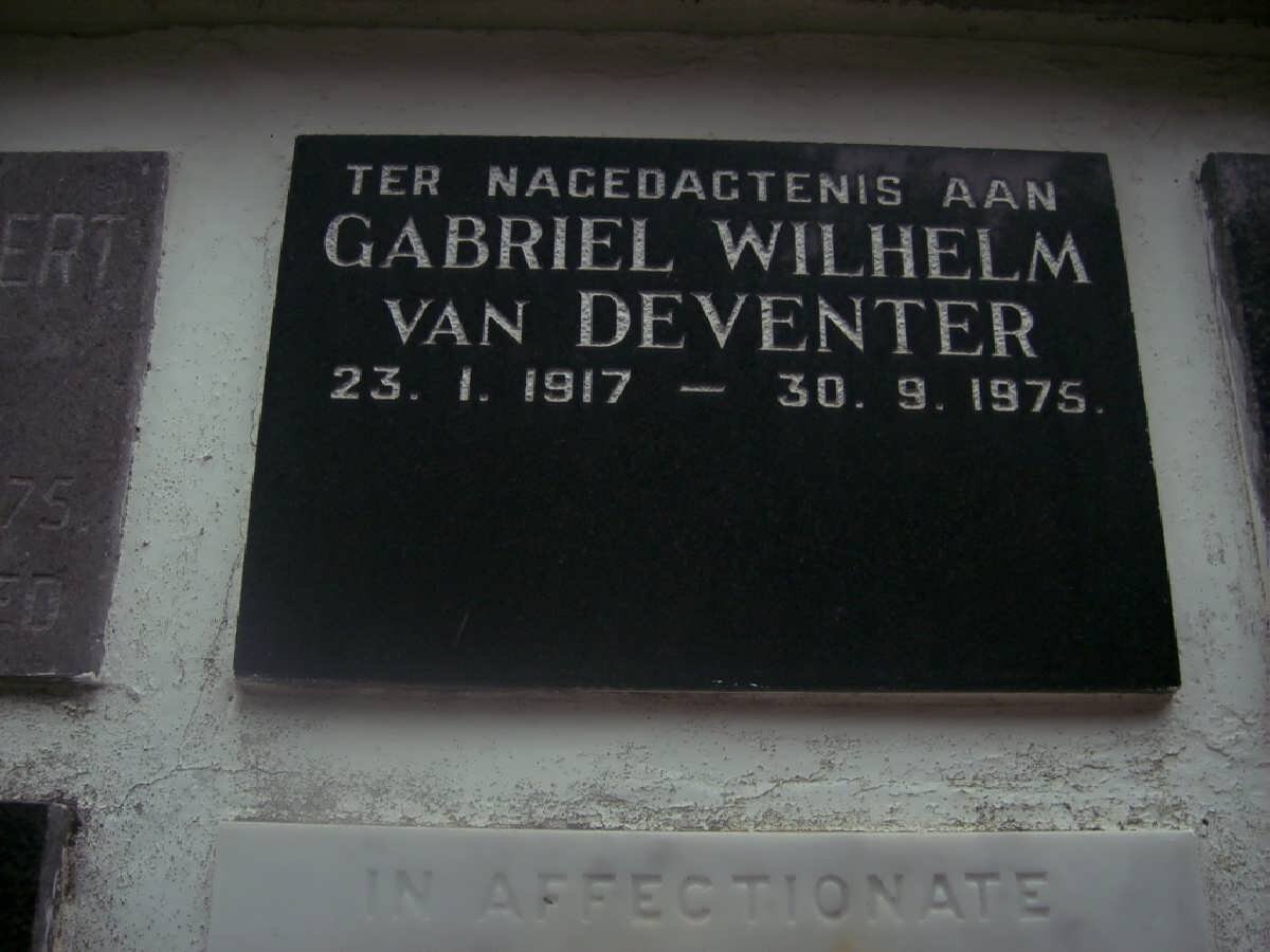 DEVENTER Gabriel Wilhelm, van 1917-1975