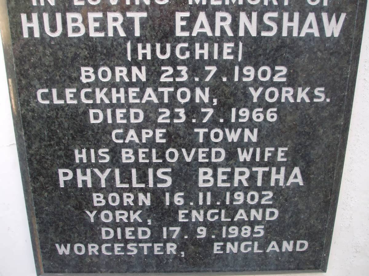 EARNSHAW Hubert 1902-1966 &amp; Phyllis Bertha 1902-1985