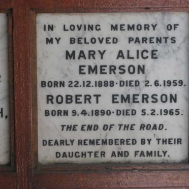 EMERSON Robert 1890-1965 &amp; Mary Alice 1888-1959