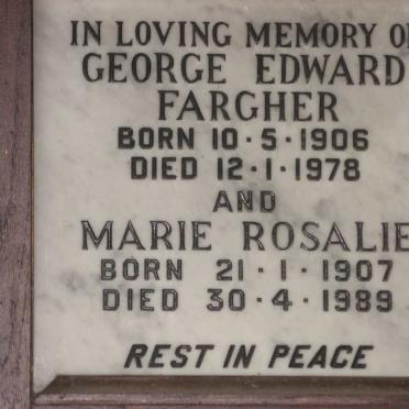 FARGHER George Edward 1906-1978 &amp; Marie Rosalie 1907-1989