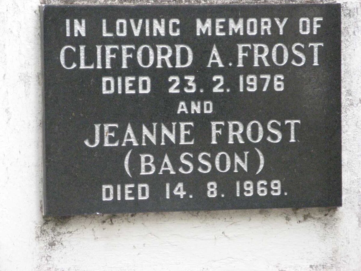FROST Clifford A. -1976 &amp; Jeanne BASSON  -1969