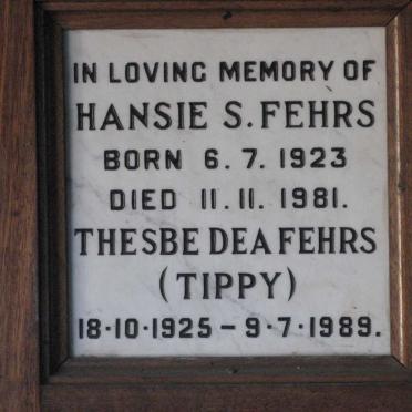 FEHRS Hansie S. 1923-1981 &amp; Thesbe Dea 1925-1989