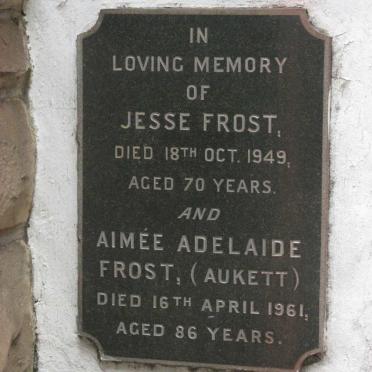 FROST Jesse -1949 &amp; Aimee Adelaide AUKETT -1961