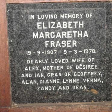 FRASER Elizabeth Margaretha 1907-1978